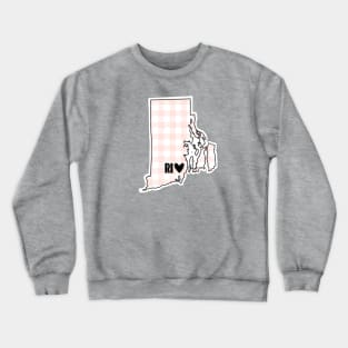 USA States: Rhode Island (pink plaid) Crewneck Sweatshirt